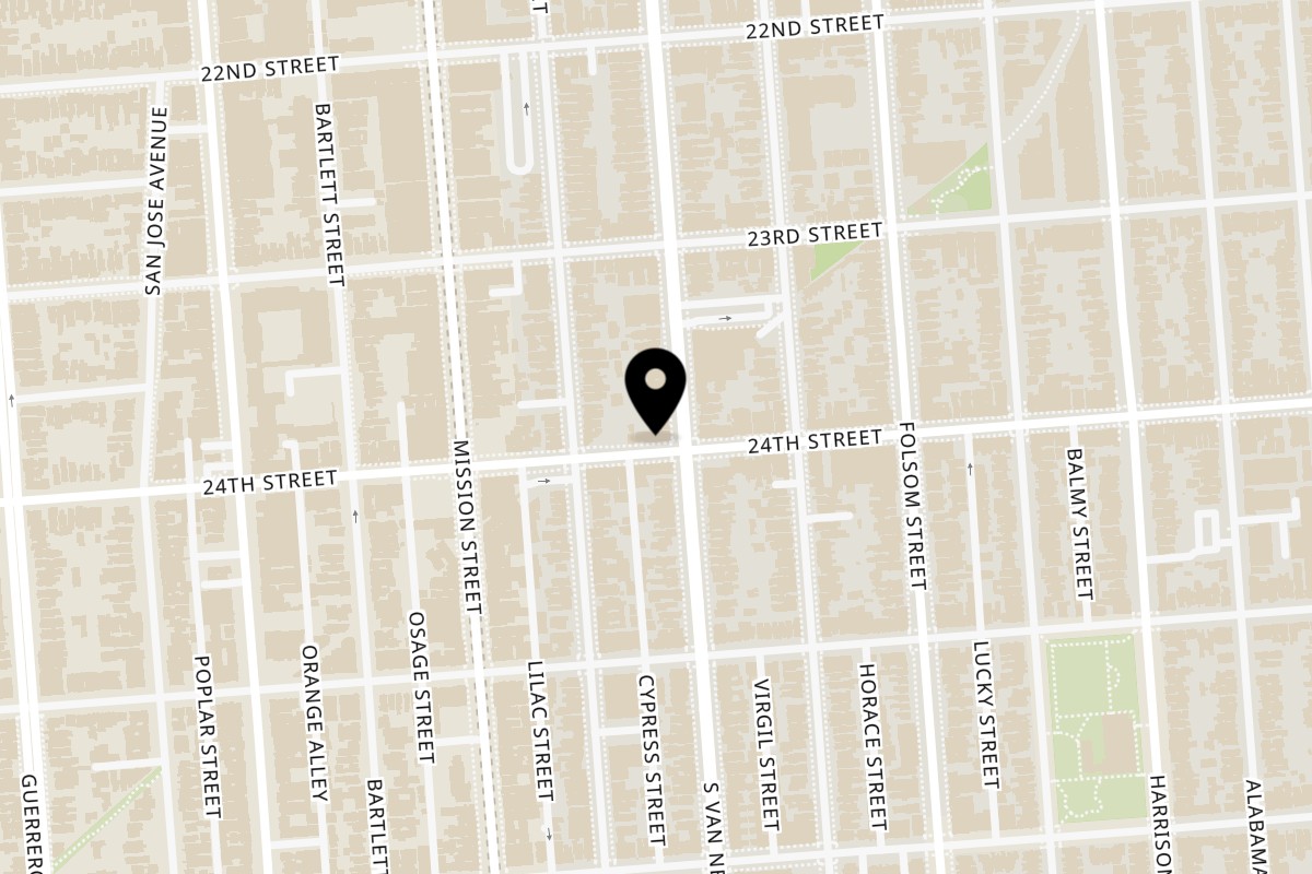 Map showing the location of The Napper Tandy on 3200 24th St in San Francisco